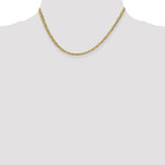 10k Yellow Gold Lightweight Flat Cuban Chain, shown on a neck form - 16 in / 3.1 mm