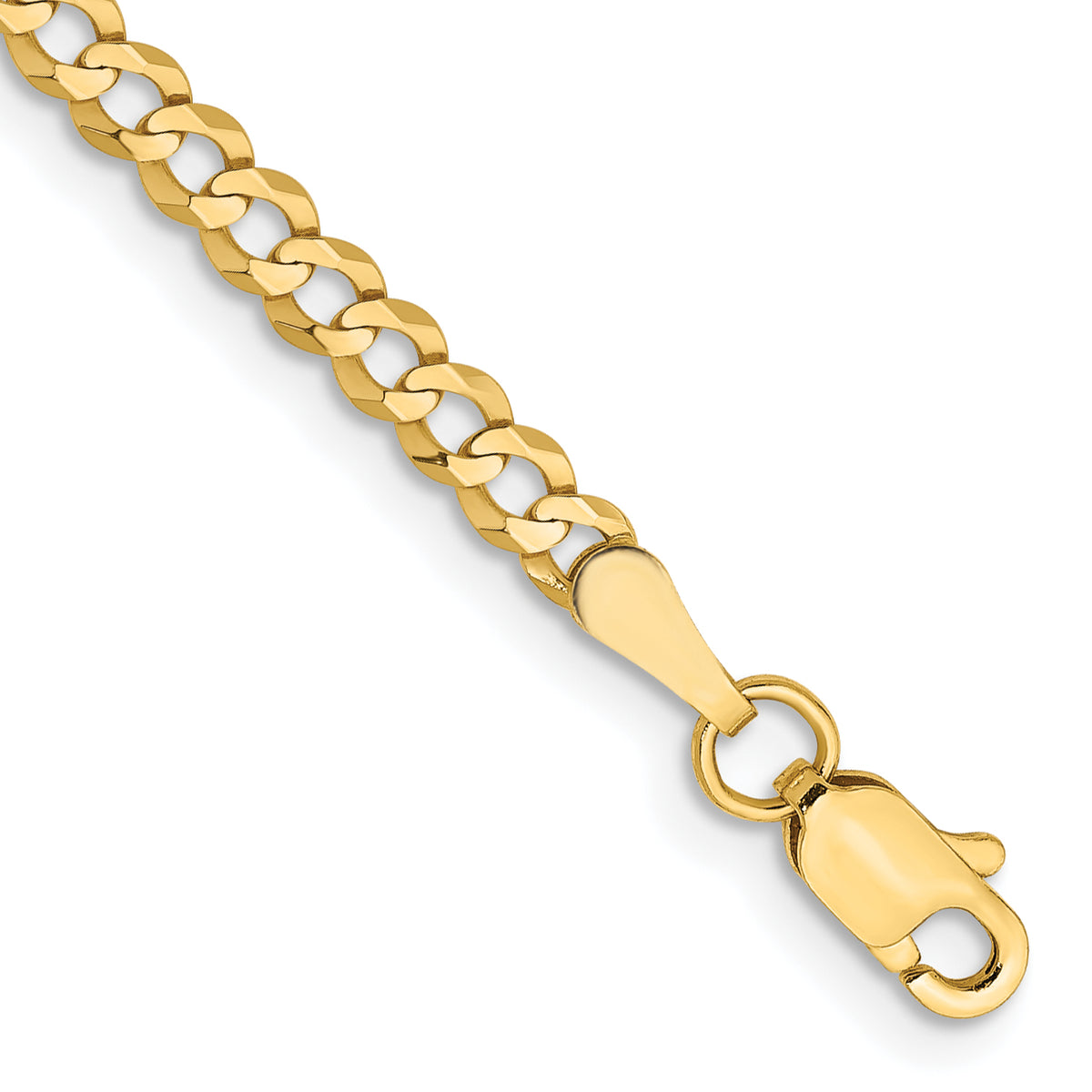10k & 14k Yellow Gold Lightweight Flat Cuban Chain Bracelet - 10k Yellow Gold / 7 in / 3.1 mm#10k Yellow Gold_3.1 mm