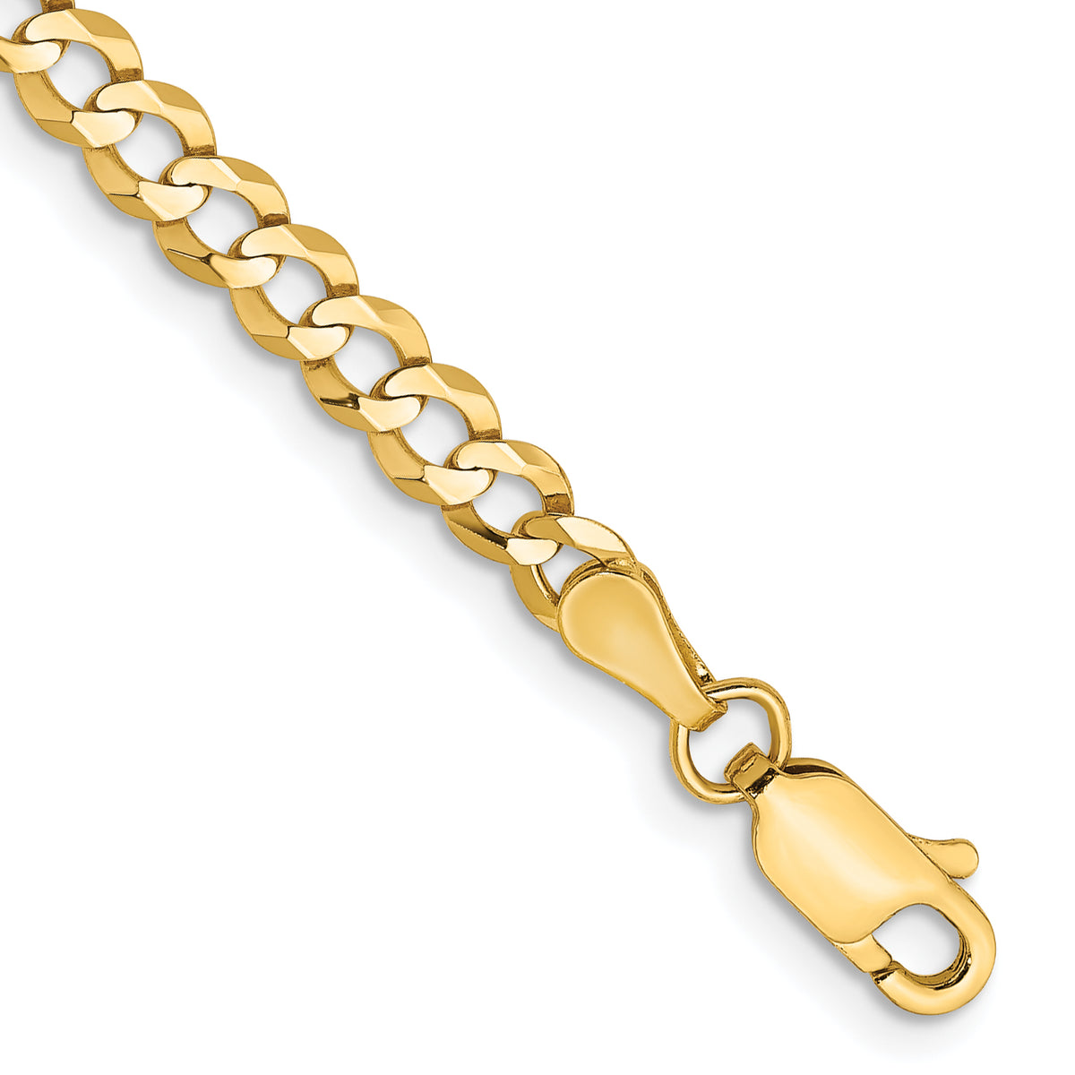 10k Yellow Gold Lightweight Flat Cuban Chain Anklet - 3.7 mm