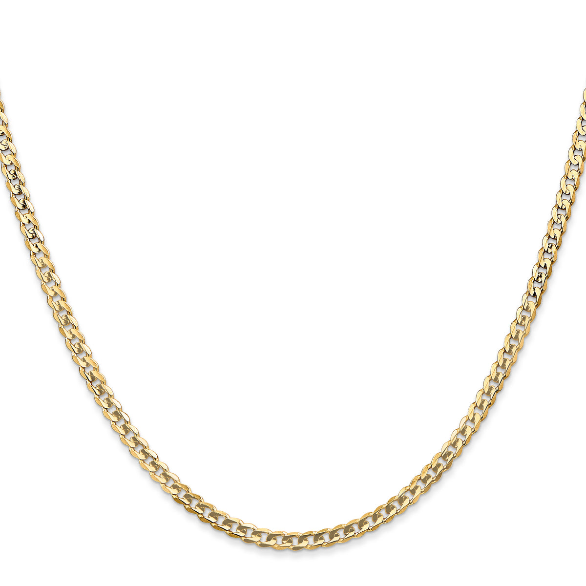 Gold (10K & 14K) Open Concave Curb Chain - 10k Yellow Gold / 16 in / 3 mm#10k Yellow Gold_3 mm