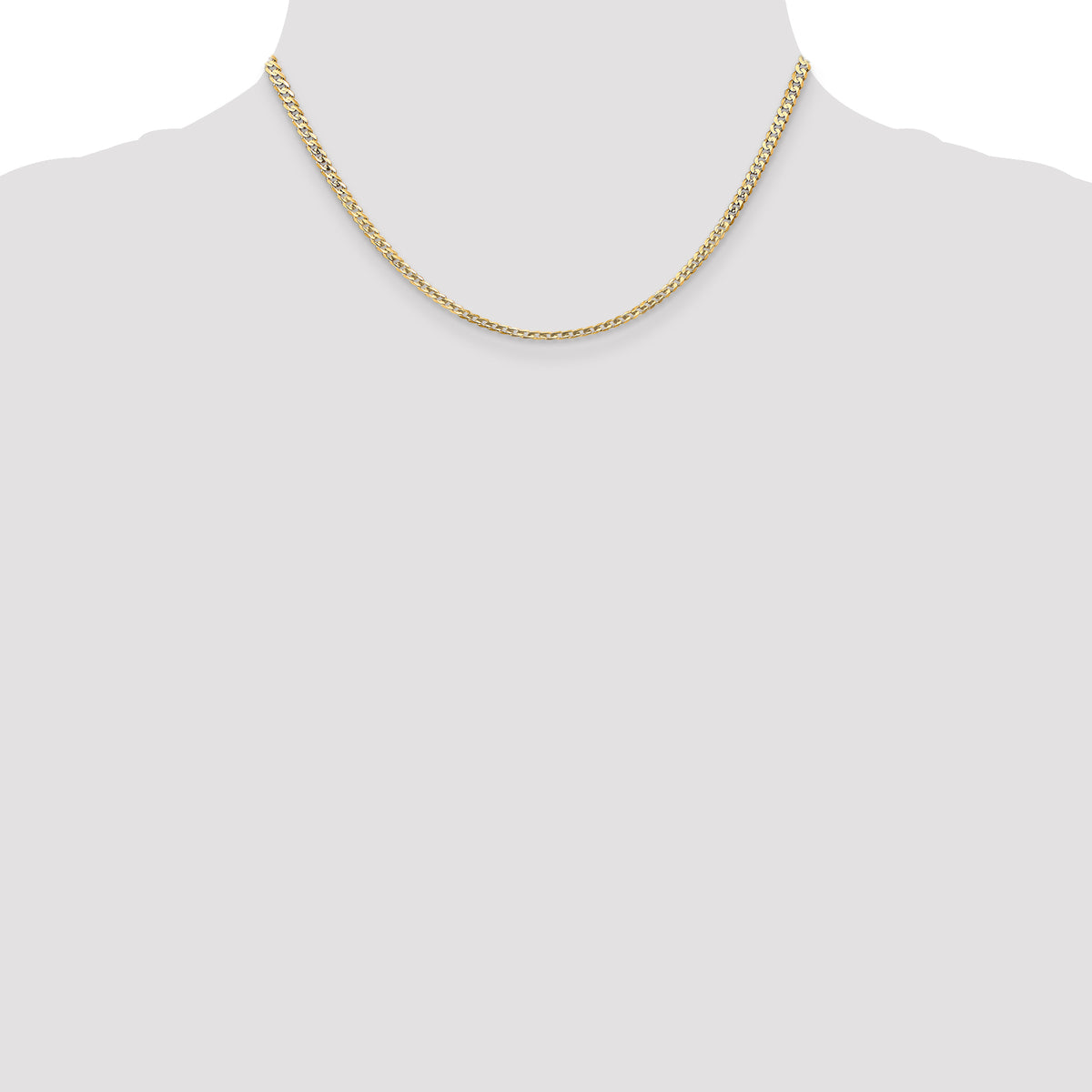 Gold (10K & 14K) Open Concave Curb Chain - 10k Yellow Gold / 16 in / 3 mm