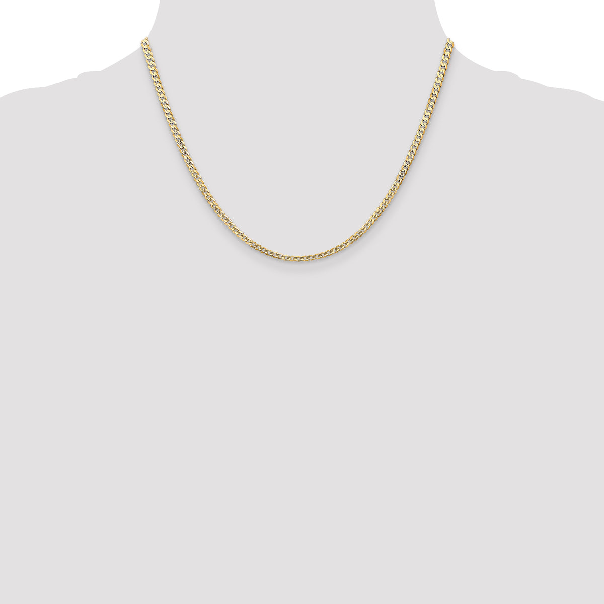 Gold (10K & 14K) Open Concave Curb Chain - 10k Yellow Gold / 18 in / 3 mm