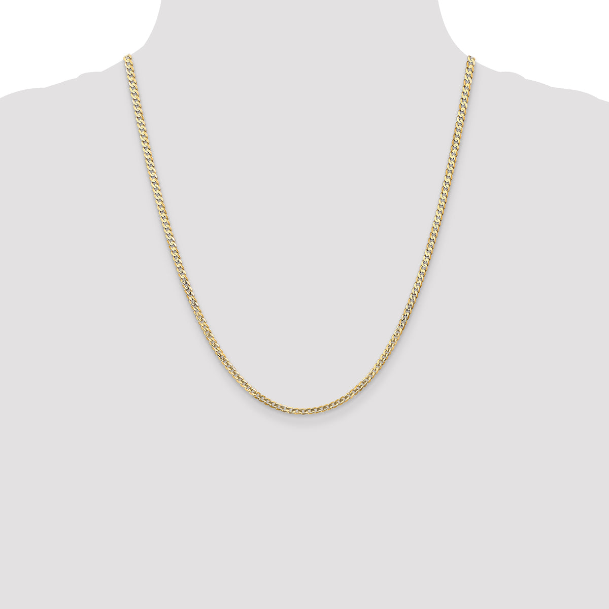 Gold (10K & 14K) Open Concave Curb Chain - 10k Yellow Gold / 22 in / 3 mm