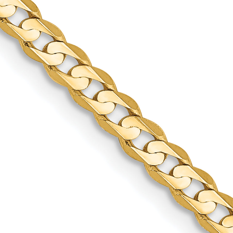 Gold (10K & 14K) Open Concave Curb Chain - 10k Yellow Gold / 16 in / 3 mm