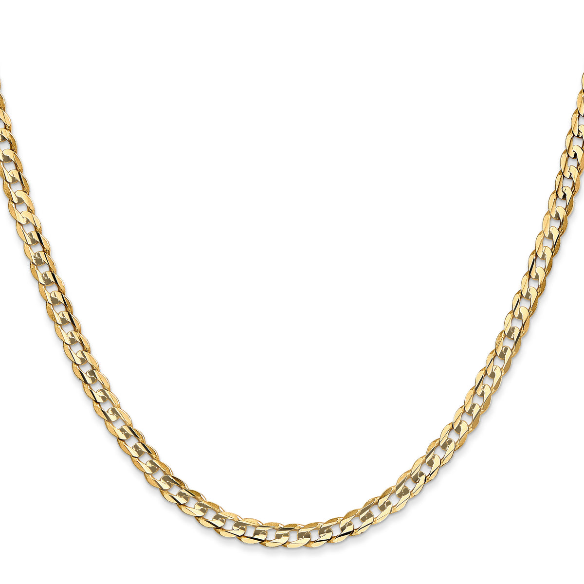Gold (10K & 14K) Open Concave Curb Chain - 10k Yellow Gold / 16 in / 3.8 mm