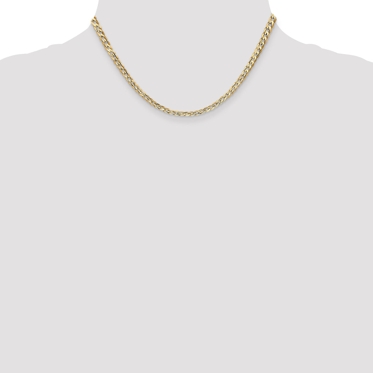 Gold (10K & 14K) Open Concave Curb Chain - 10k Yellow Gold / 16 in / 3.8 mm