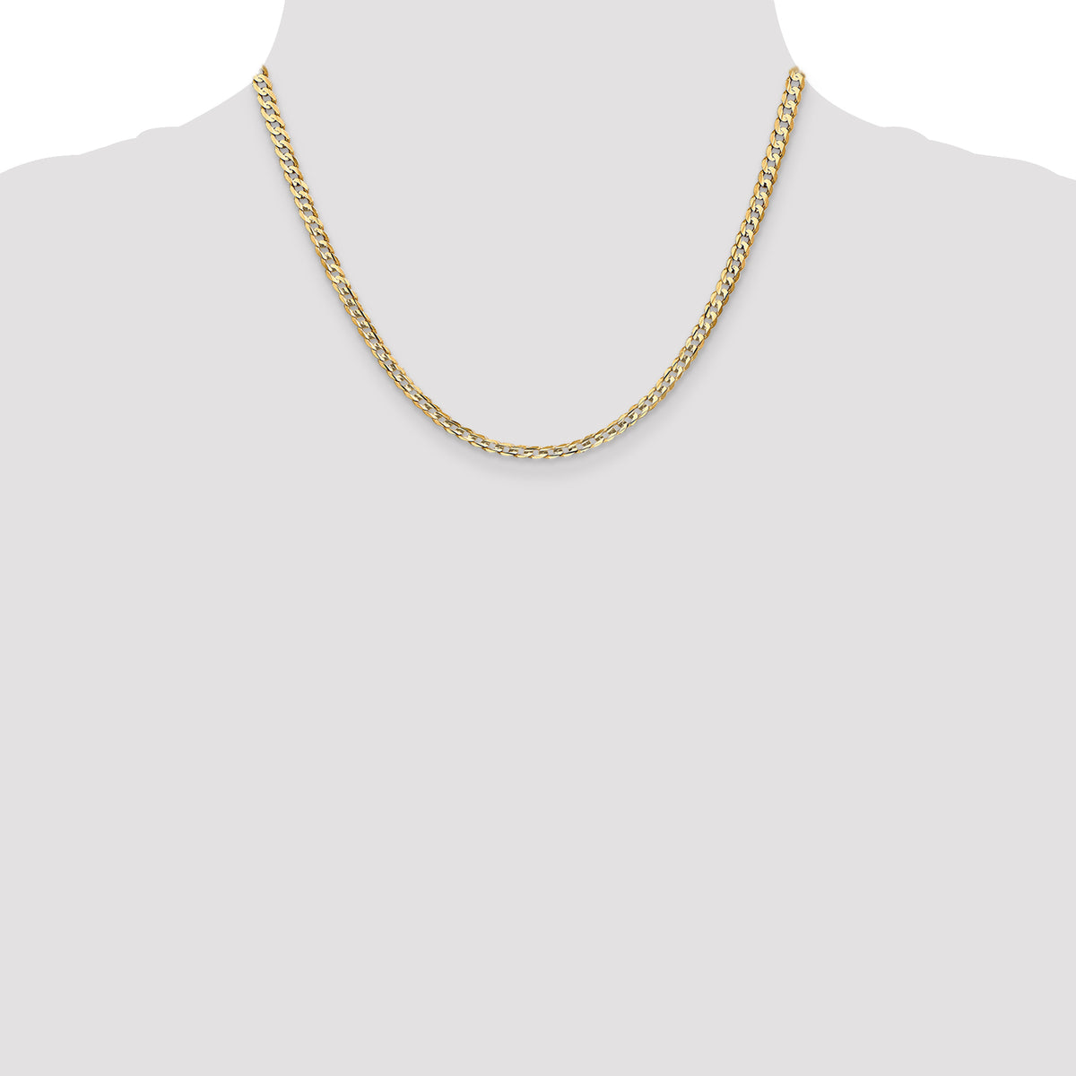 Gold (10K & 14K) Open Concave Curb Chain - 10k Yellow Gold / 18 in / 3.8 mm