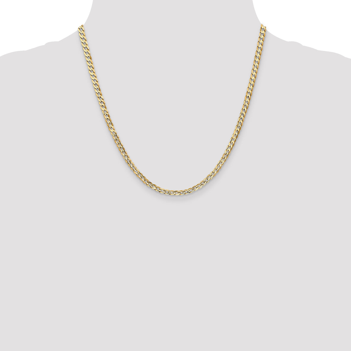 Gold (10K & 14K) Open Concave Curb Chain - 10k Yellow Gold / 20 in / 3.8 mm