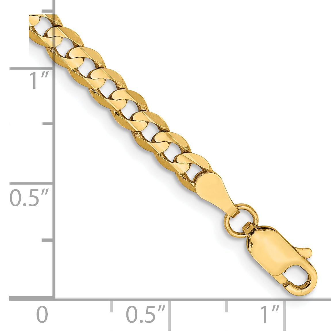 Gold (10K & 14K) Open Concave Curb Chain Bracelet - 10k Yellow Gold / 7 in / 3.8 mm