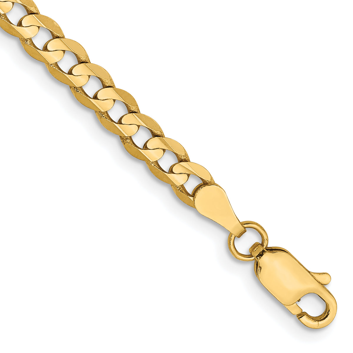 Gold (10K & 14K) Open Concave Curb Chain Bracelet - 10k Yellow Gold / 7 in / 3.8 mm