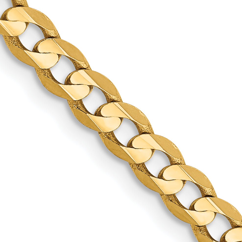 Gold (10K & 14K) Open Concave Curb Chain - 10k Yellow Gold / 16 in / 3.8 mm