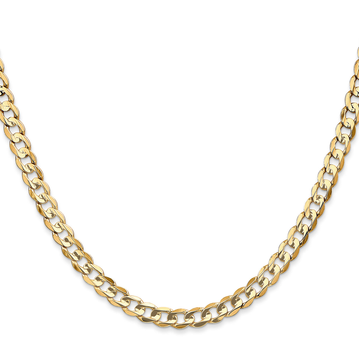 Gold (10K & 14K) Open Concave Curb Chain - 10k Yellow Gold / 16 in / 4.5 mm