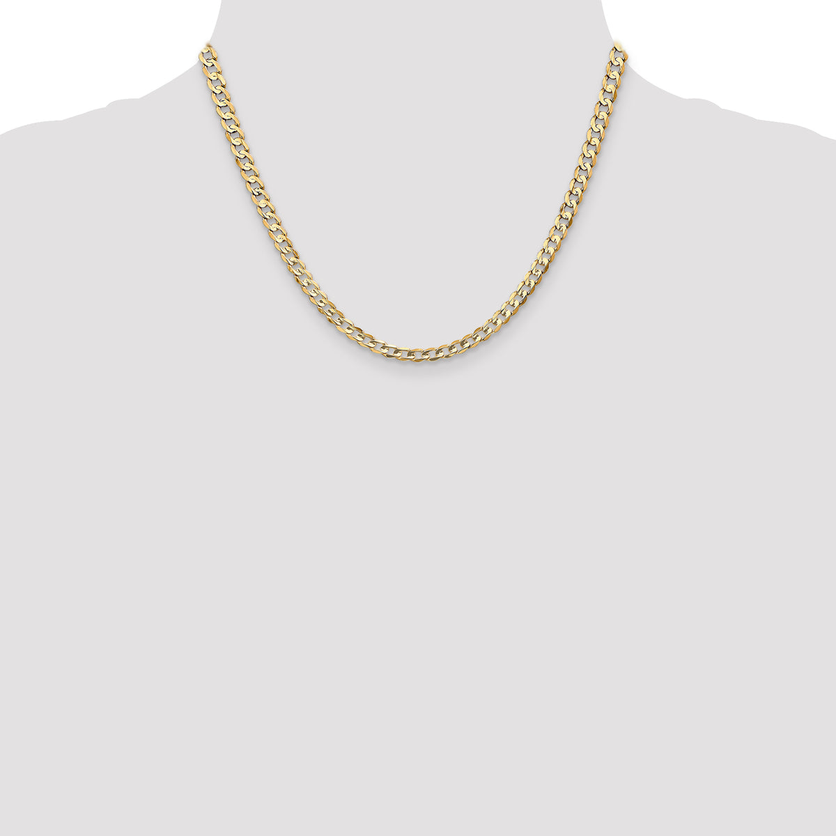 Gold (10K & 14K) Open Concave Curb Chain - 10k Yellow Gold / 18 in / 4.5 mm