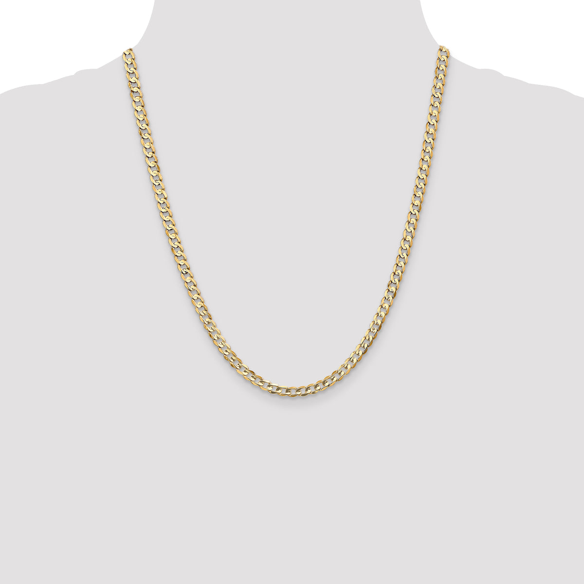 Gold (10K & 14K) Open Concave Curb Chain - 10k Yellow Gold / 22 in / 4.5 mm