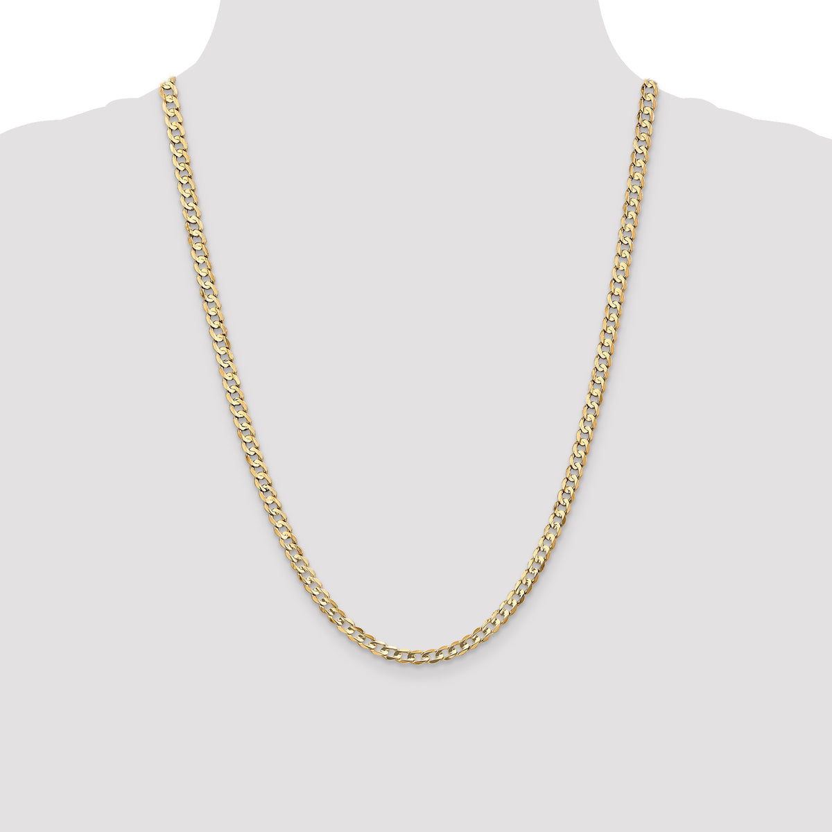 Gold (10K & 14K) Open Concave Curb Chain - 10k Yellow Gold / 24 in / 4.5 mm