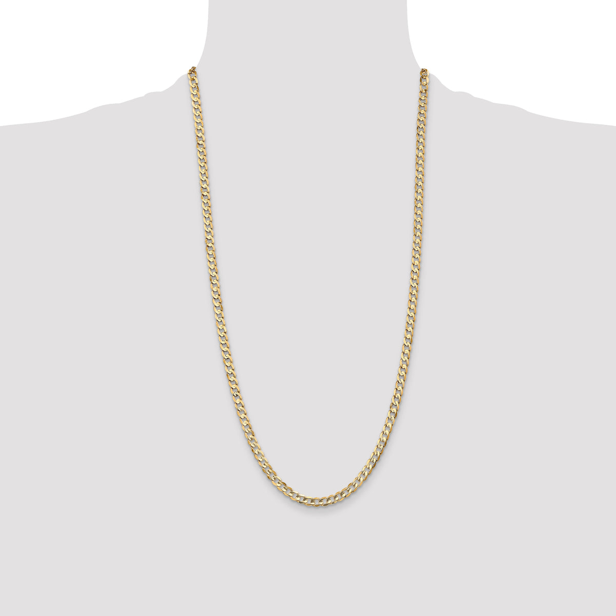 Gold (10K & 14K) Open Concave Curb Chain - 10k Yellow Gold / 28 in / 4.5 mm