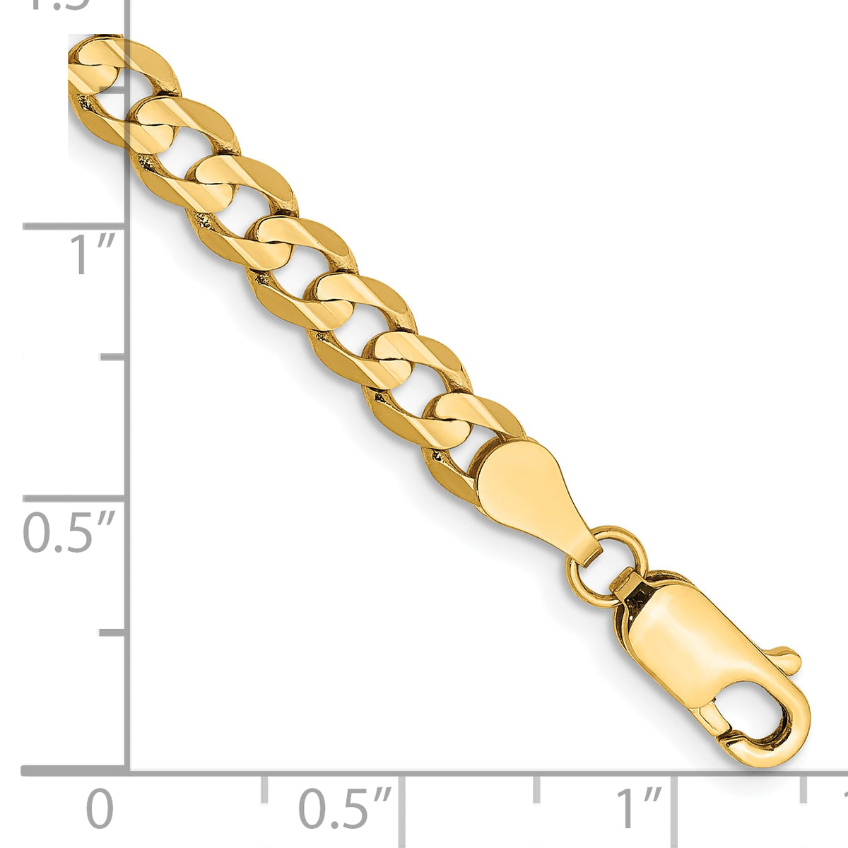Gold (10K & 14K) Open Concave Curb Chain Bracelet - 10k Yellow Gold / 7 in / 4.5 mm