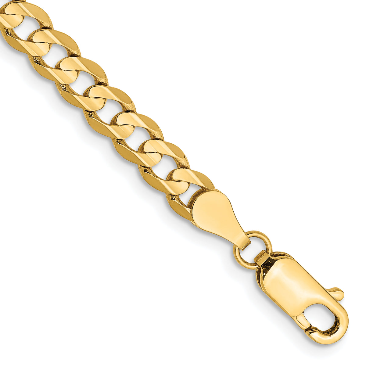 Gold (10K & 14K) Open Concave Curb Chain Bracelet - 10k Yellow Gold / 7 in / 4.5 mm