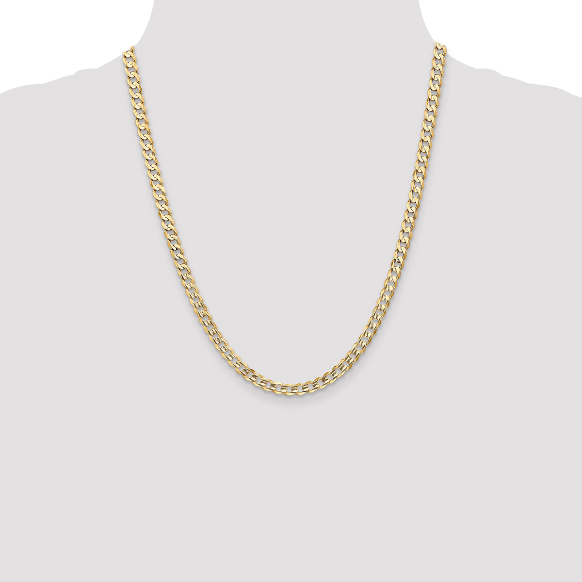 Gold (10K & 14K) Open Concave Curb Chain - 10k Yellow Gold / 22 in / 5.25 mm