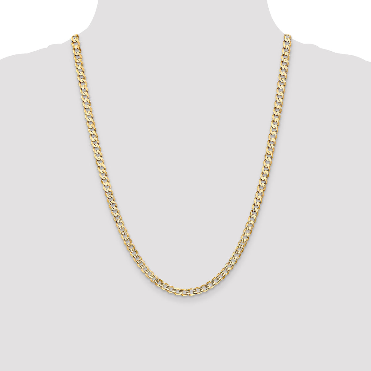 Gold (10K & 14K) Open Concave Curb Chain - 10k Yellow Gold / 24 in / 5.25 mm