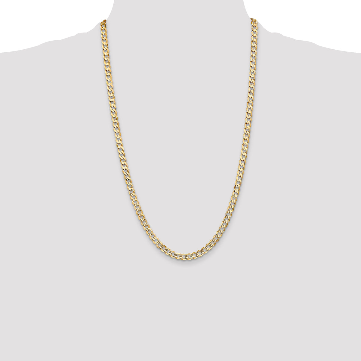 Gold (10K & 14K) Open Concave Curb Chain - 10k Yellow Gold / 26 in / 5.25 mm