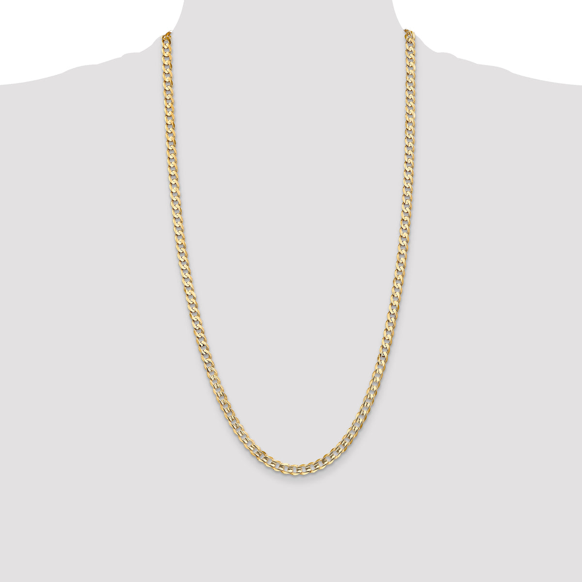 Gold (10K & 14K) Open Concave Curb Chain - 10k Yellow Gold / 28 in / 5.25 mm