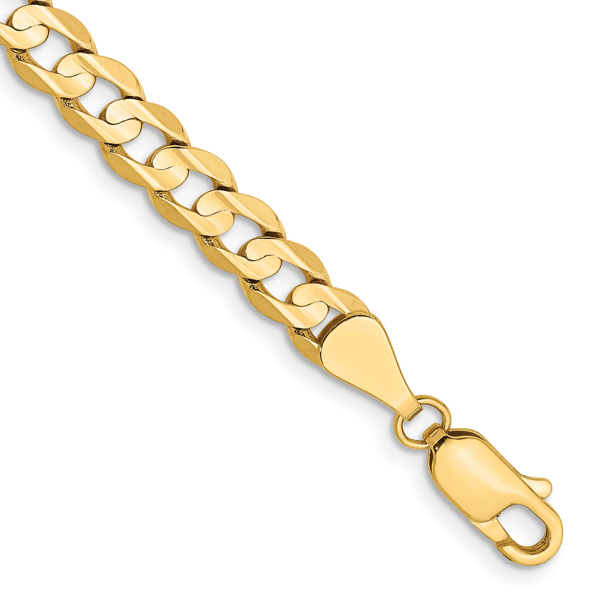 Gold (10K & 14K) Open Concave Curb Chain Bracelet - 10k Yellow Gold / 7 in / 5.25 mm