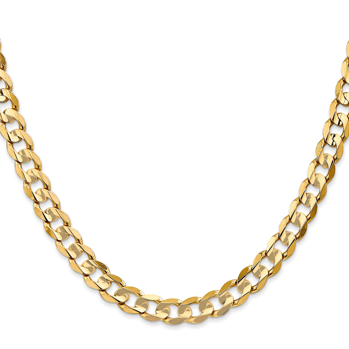 Gold (10K & 14K) Open Concave Curb Chain - 10k Yellow Gold / 18 in / 6.75 mm