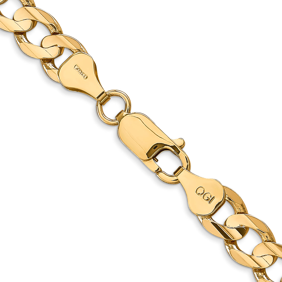 Gold (10K & 14K) Open Concave Curb Chain - 10k Yellow Gold / 18 in / 6.75 mm