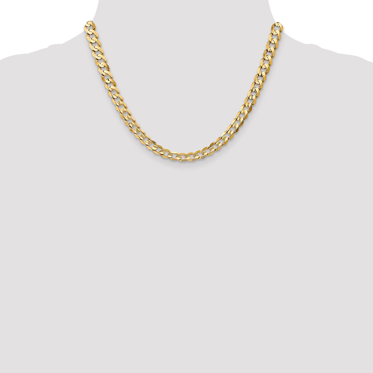 Gold (10K & 14K) Open Concave Curb Chain - 10k Yellow Gold / 18 in / 6.75 mm