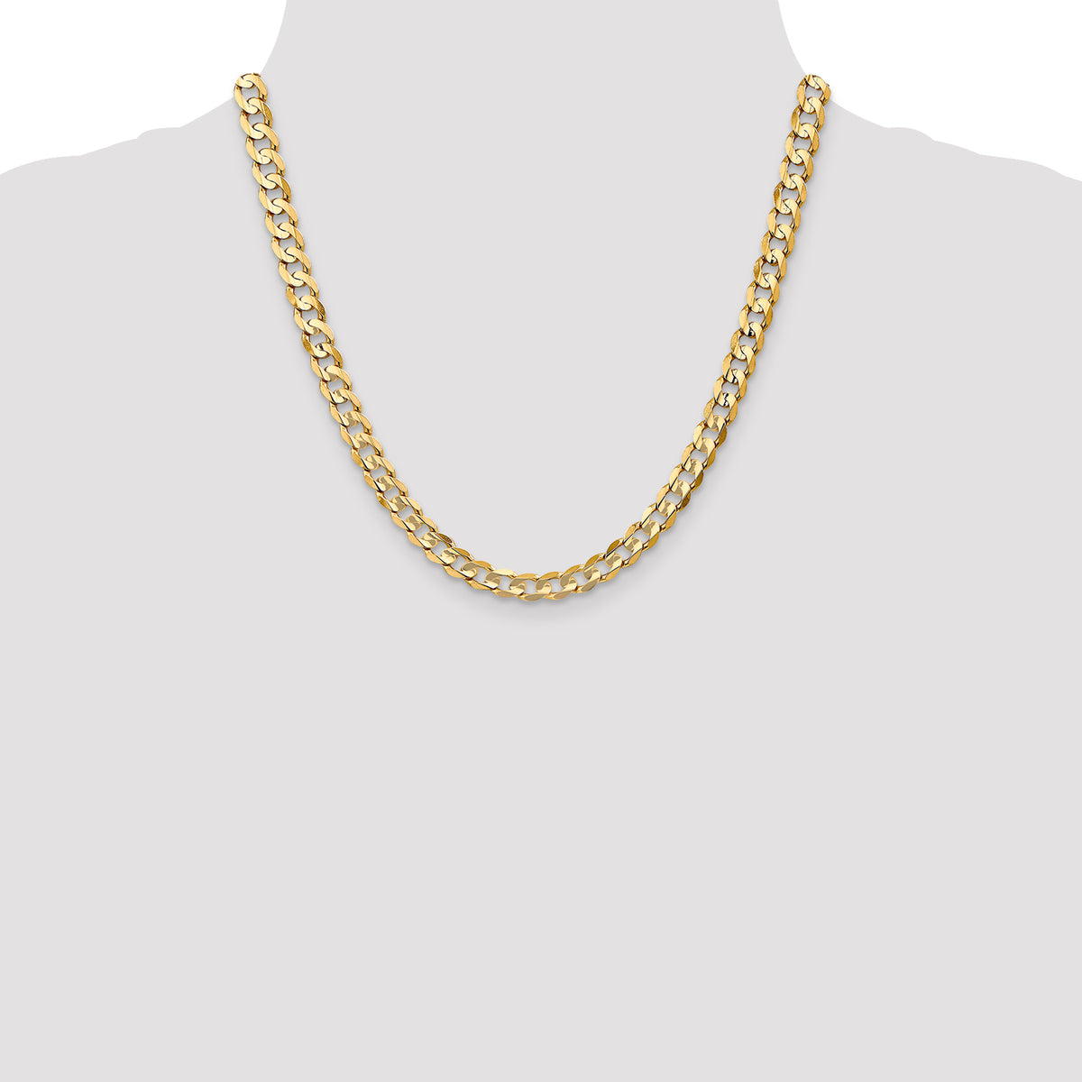Gold (10K & 14K) Open Concave Curb Chain - 10k Yellow Gold / 20 in / 6.75 mm