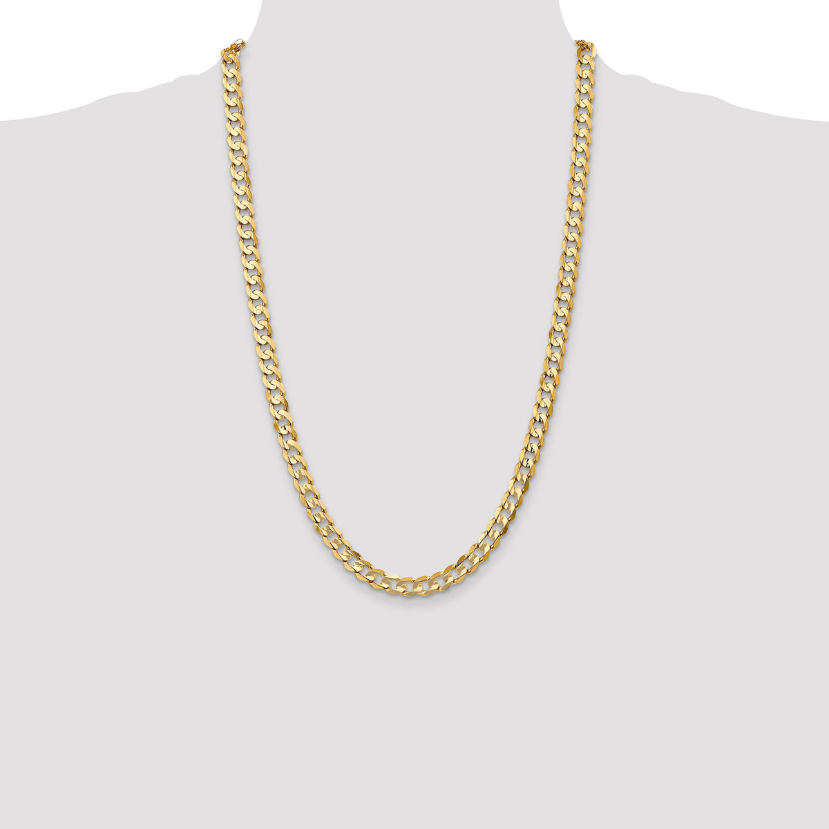 Gold (10K & 14K) Open Concave Curb Chain - 10k Yellow Gold / 26 in / 6.75 mm