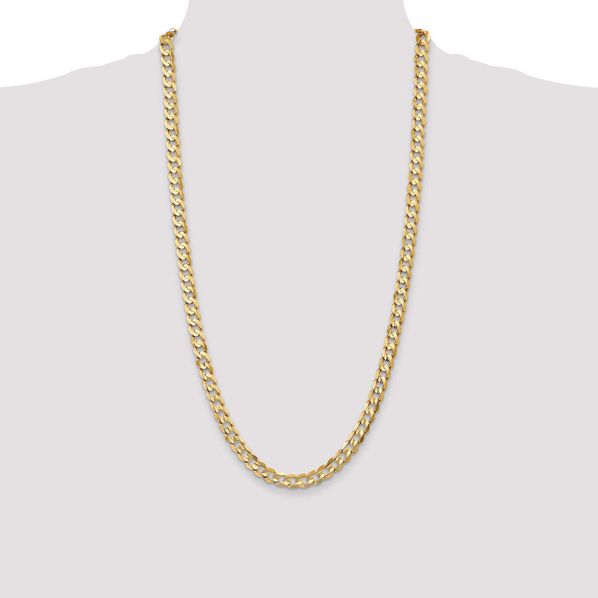 Gold (10K & 14K) Open Concave Curb Chain - 10k Yellow Gold / 28 in / 6.75 mm