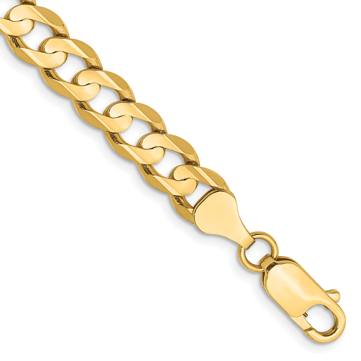 Gold (10K & 14K) Open Concave Curb Chain Bracelet - 10k Yellow Gold / 7 in / 6.75 mm