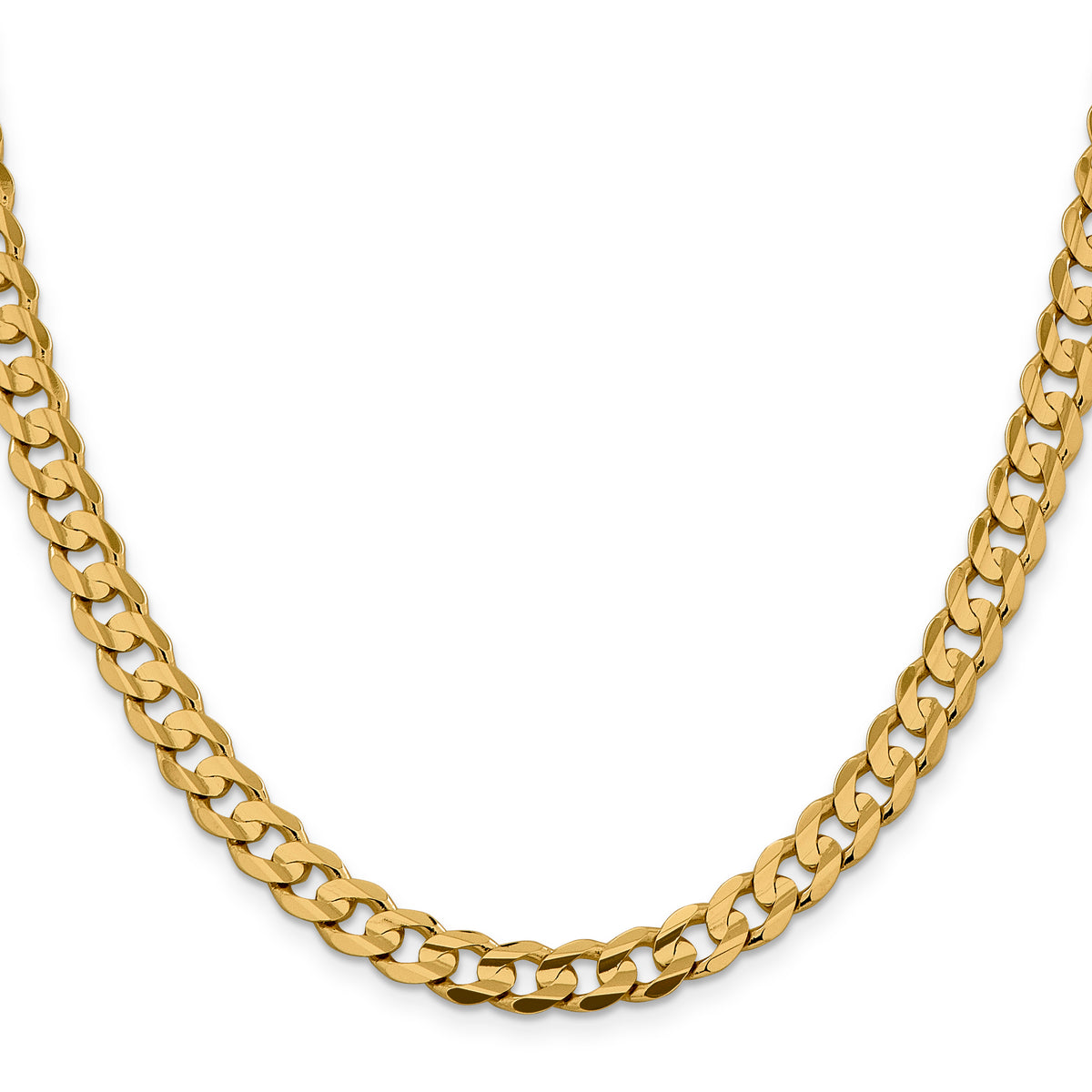 Gold (10K & 14K) Open Concave Curb Chain - 10k Yellow Gold / 22 in / 7.5 mm