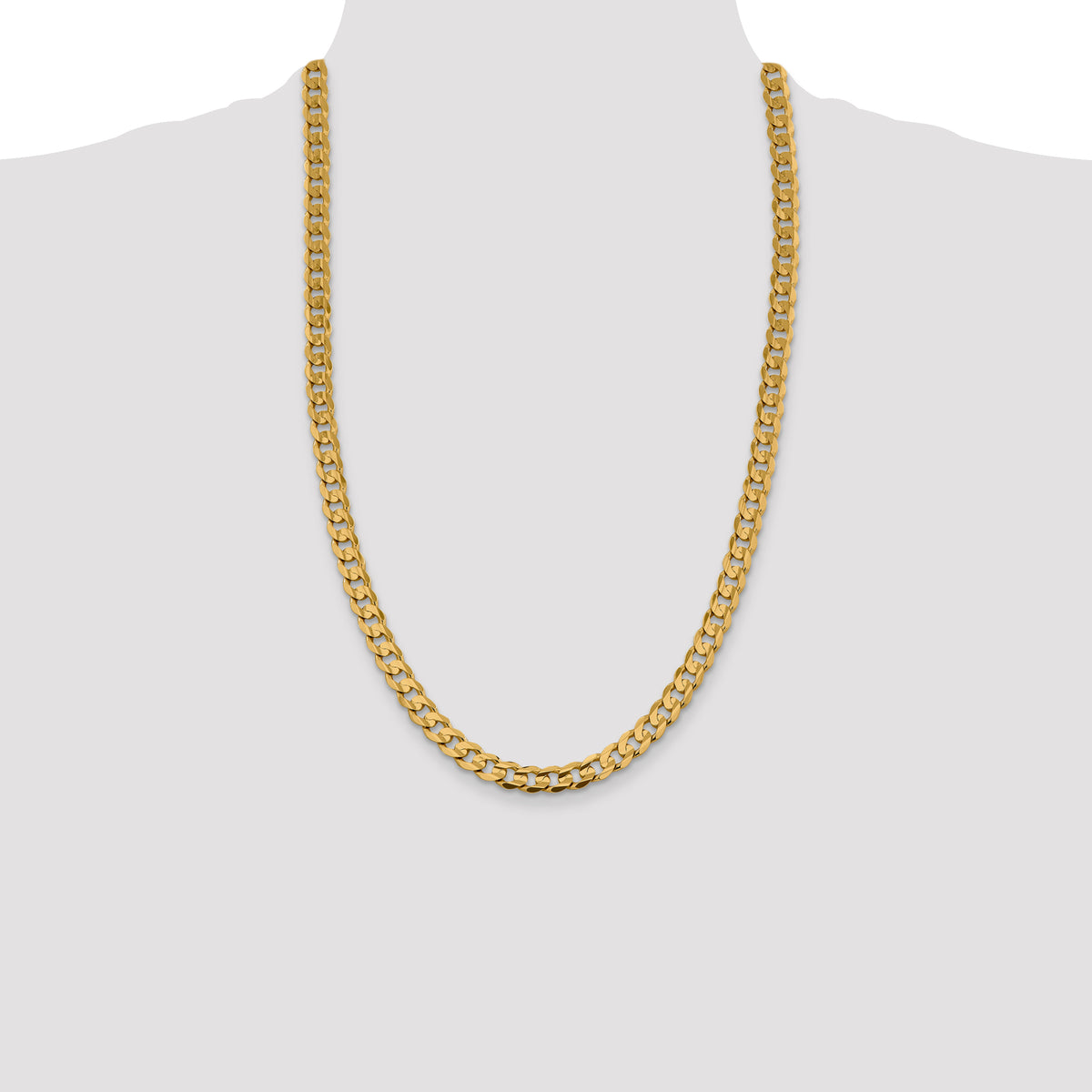 Gold (10K & 14K) Open Concave Curb Chain - 10k Yellow Gold / 26 in / 7.5 mm