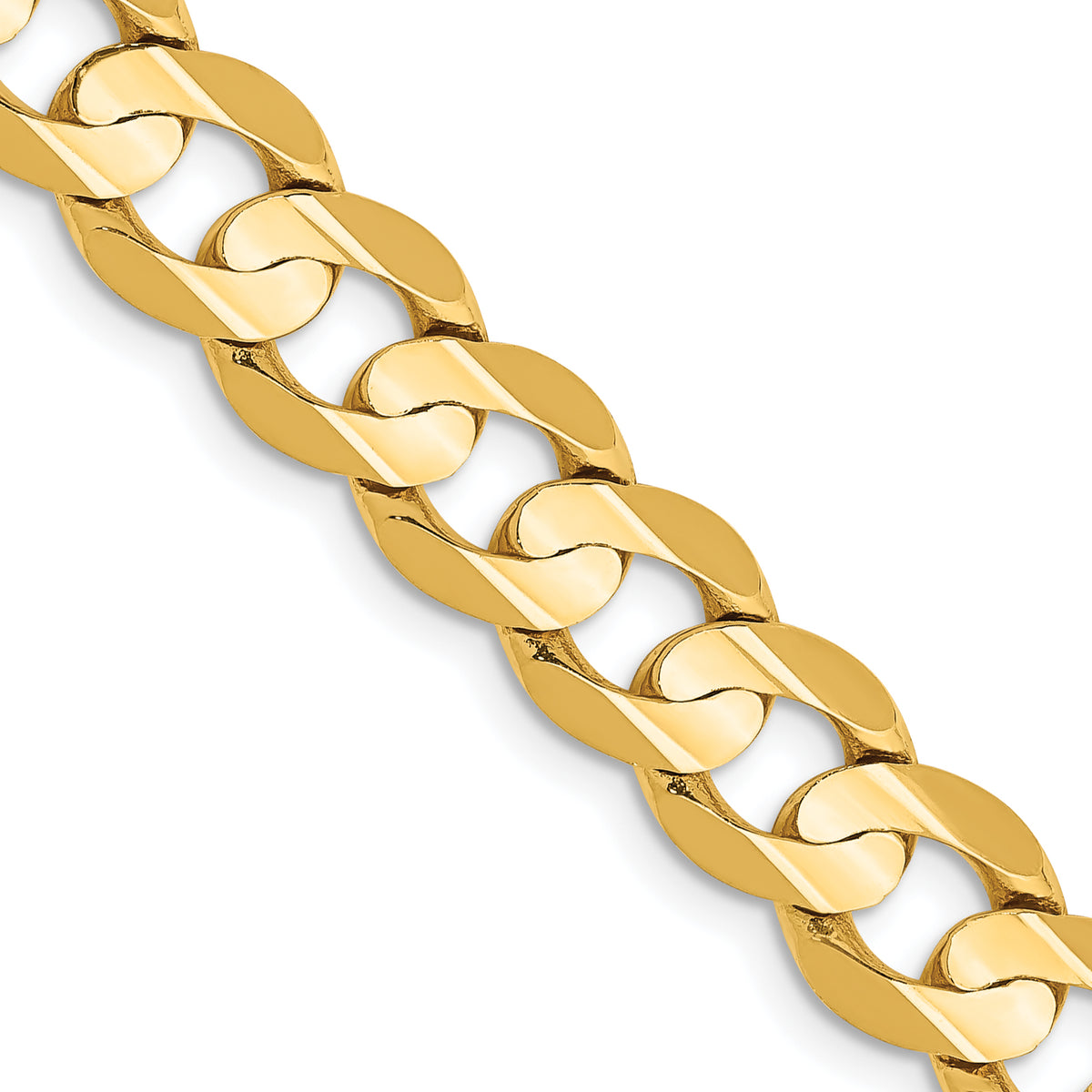 Gold (10K & 14K) Open Concave Curb Chain - 10k Yellow Gold / 22 in / 7.5 mm