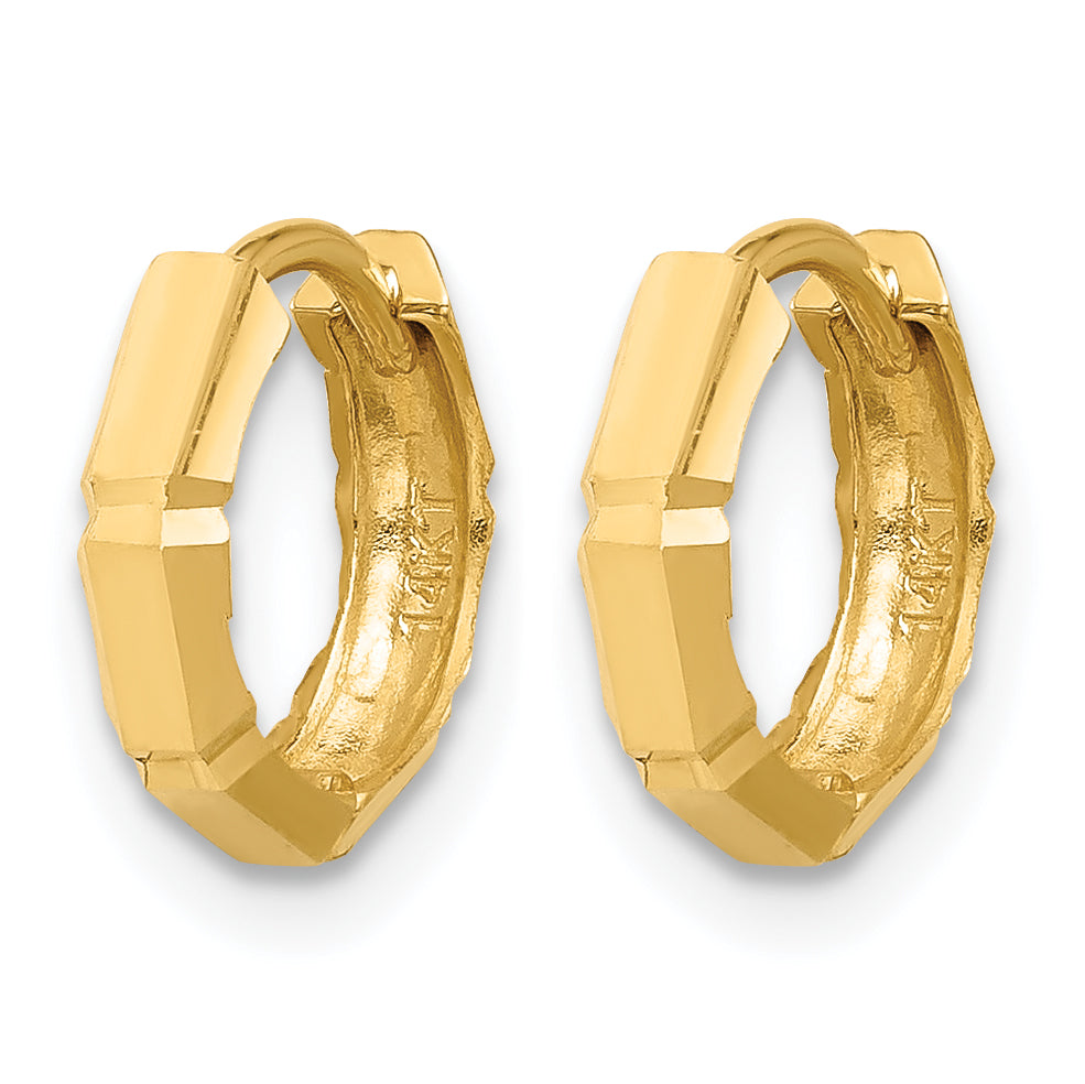 Leslie's Gold Polished and Grooved Hinged Hoop Earrings - 10k Yellow Gold / 10.75 mm