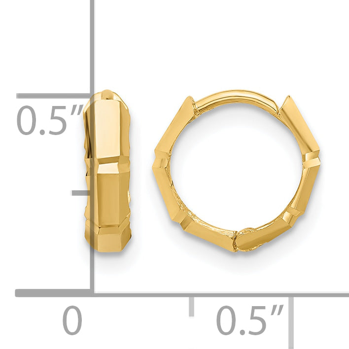 Leslie's Gold Polished and Grooved Hinged Hoop Earrings - 10k Yellow Gold / 10.75 mm
