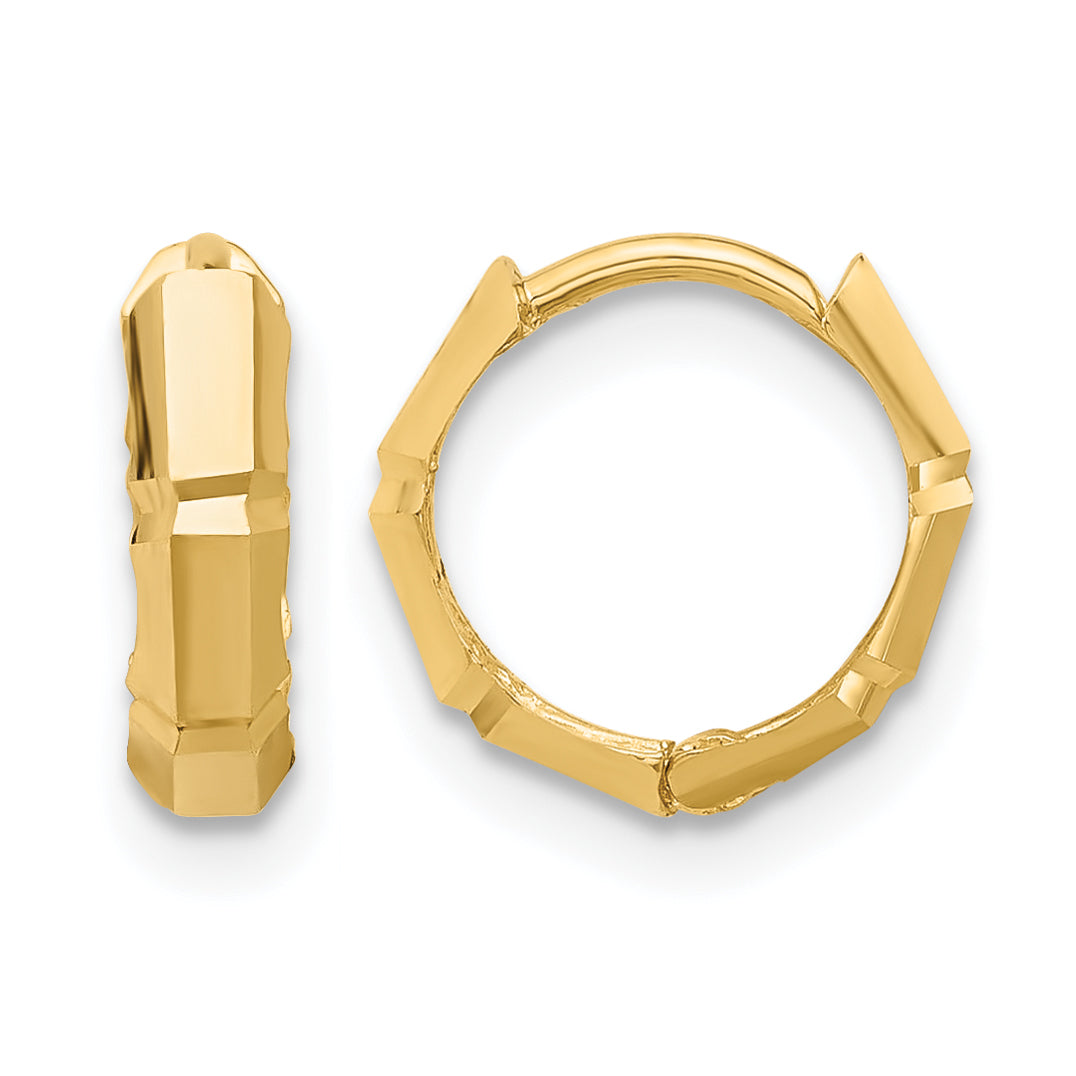 Leslie's Gold Polished and Grooved Hinged Hoop Earrings - 10k Yellow Gold / 10.75 mm