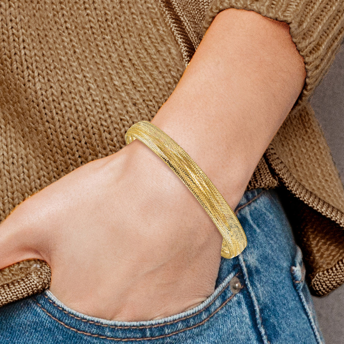 Leslie's 10K Polished Mesh Stretch Bracelet