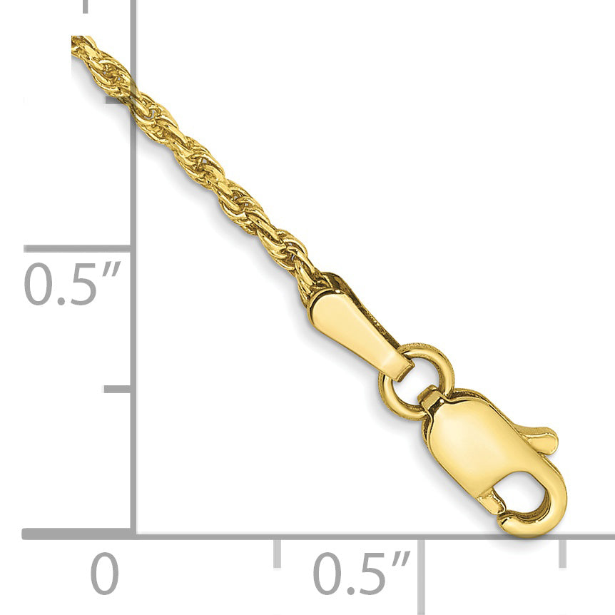 Gold (10K & 14K) Diamond-Cut Machine-Made Rope Chain Bracelet - 10k Yellow Gold / 7 in / 1.3 mm