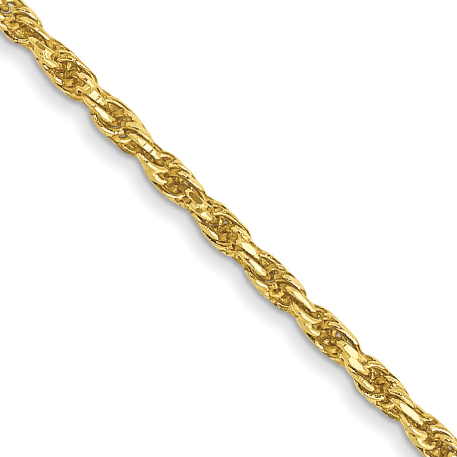 Gold (10K & 14K) Diamond-Cut Machine-Made Rope Chain - 10k Yellow Gold / 16 in / 1.3 mm