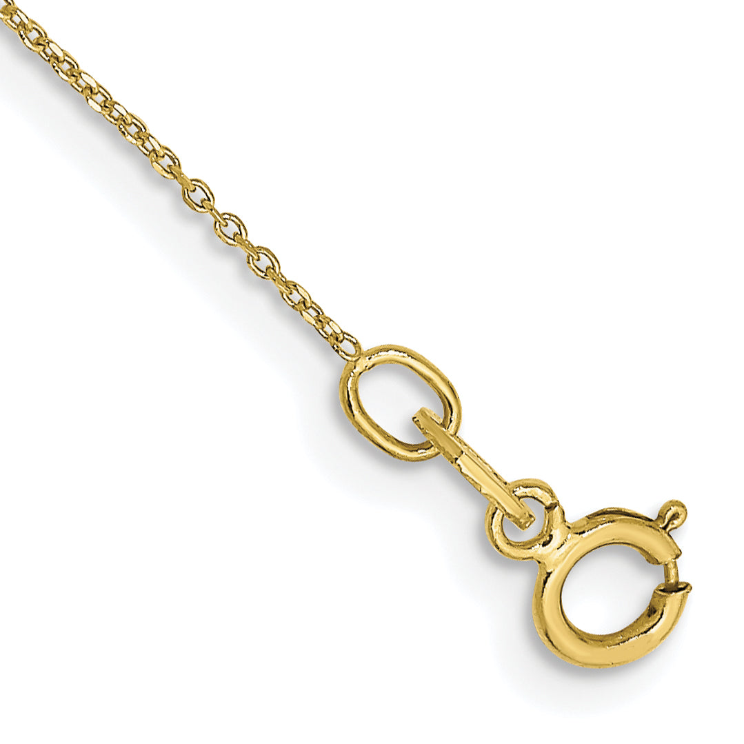 Gold (10K & 14K) Diamond-Cut Round Open Link Cable Chain Anklet - 10k Yellow Gold / 9 in / 0.6 mm