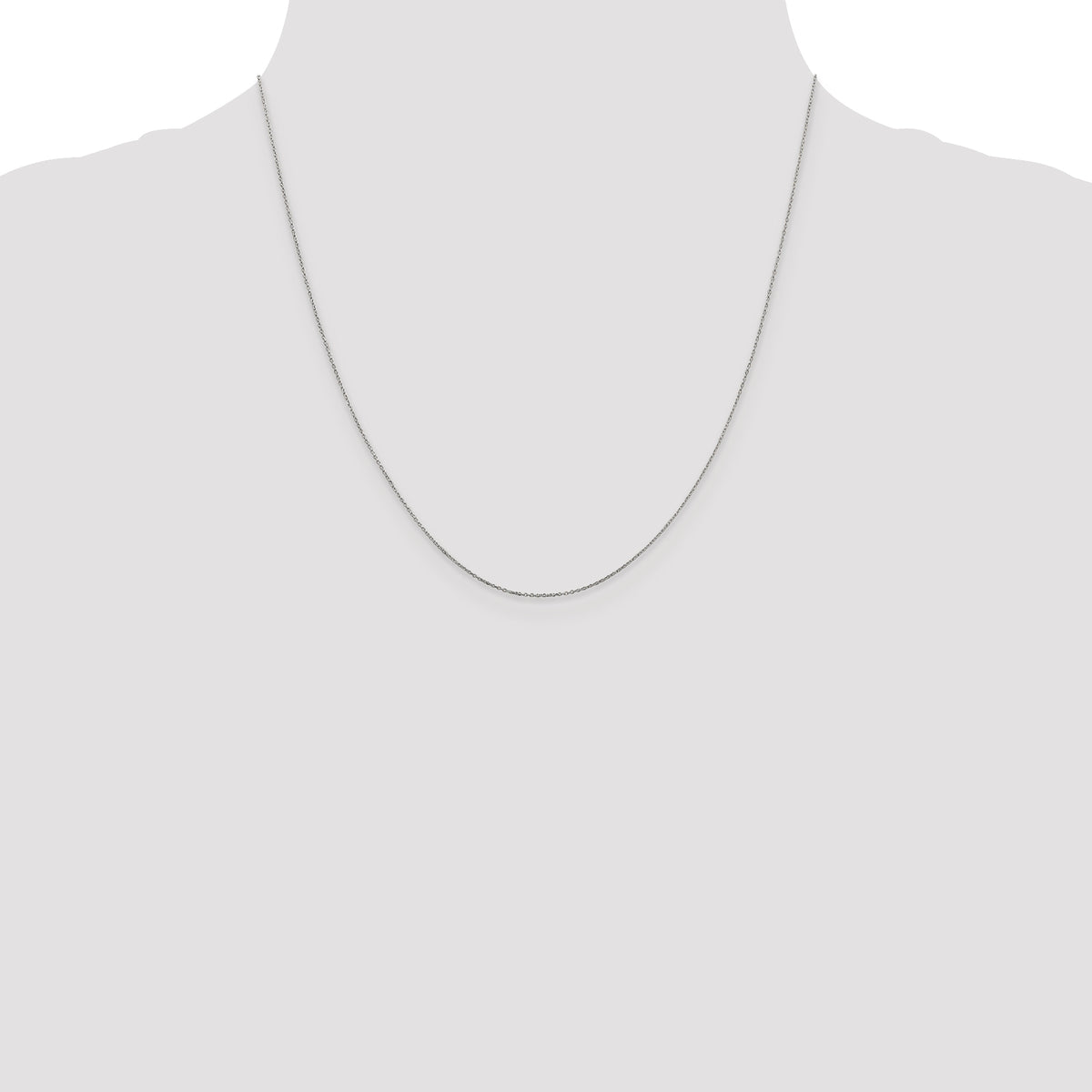 Gold (10K & 14K) Diamond-Cut Round Open Link Cable Chain - 10k White Gold / 20 in / 0.6 mm