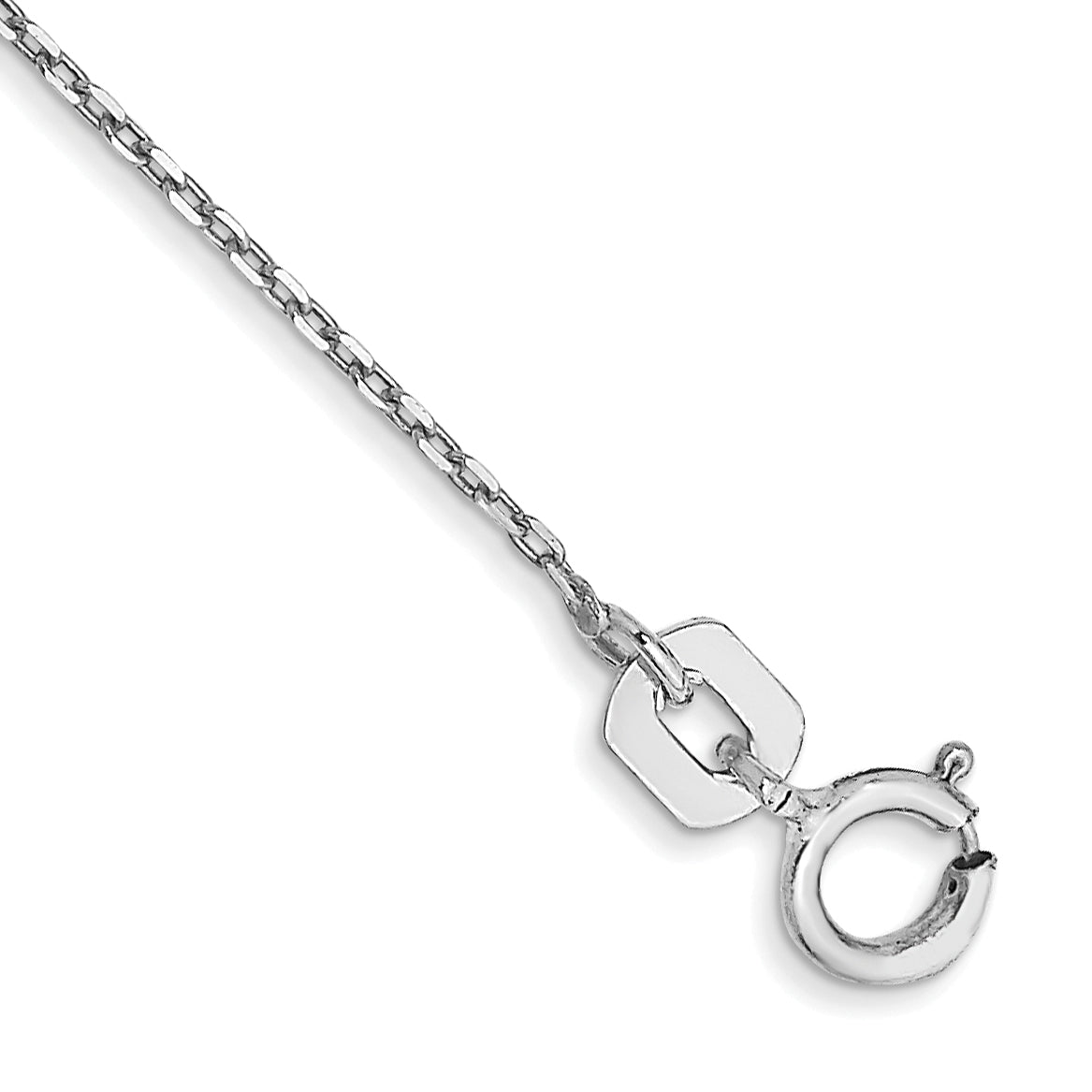 Gold (10K & 14K) Diamond-Cut Cable Chain Anklet - 10k White Gold / 9 in / 0.8 mm