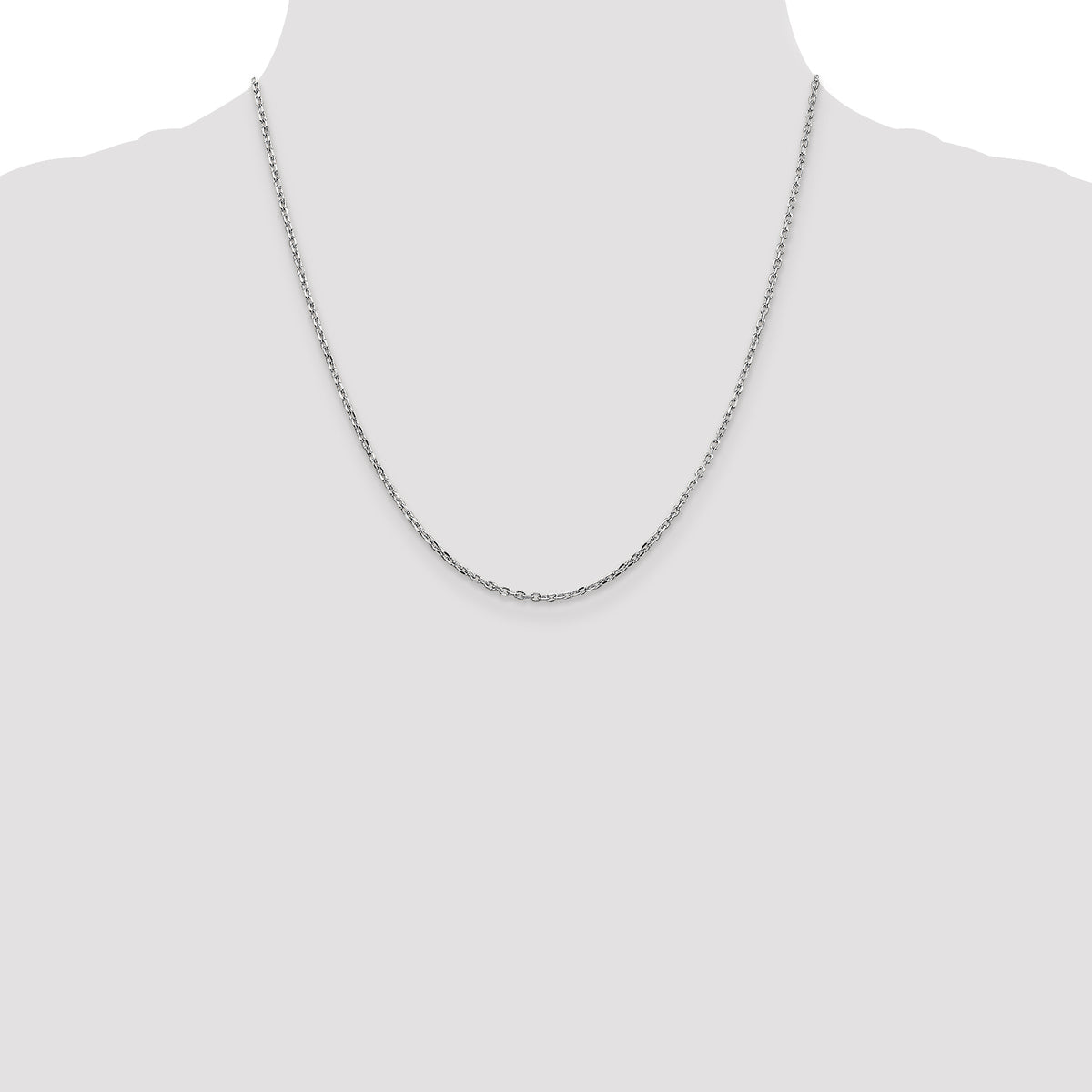Gold (10K & 14K) Diamond-Cut Round Open Link Cable Chain - 10k White Gold / 20 in / 1.8 mm