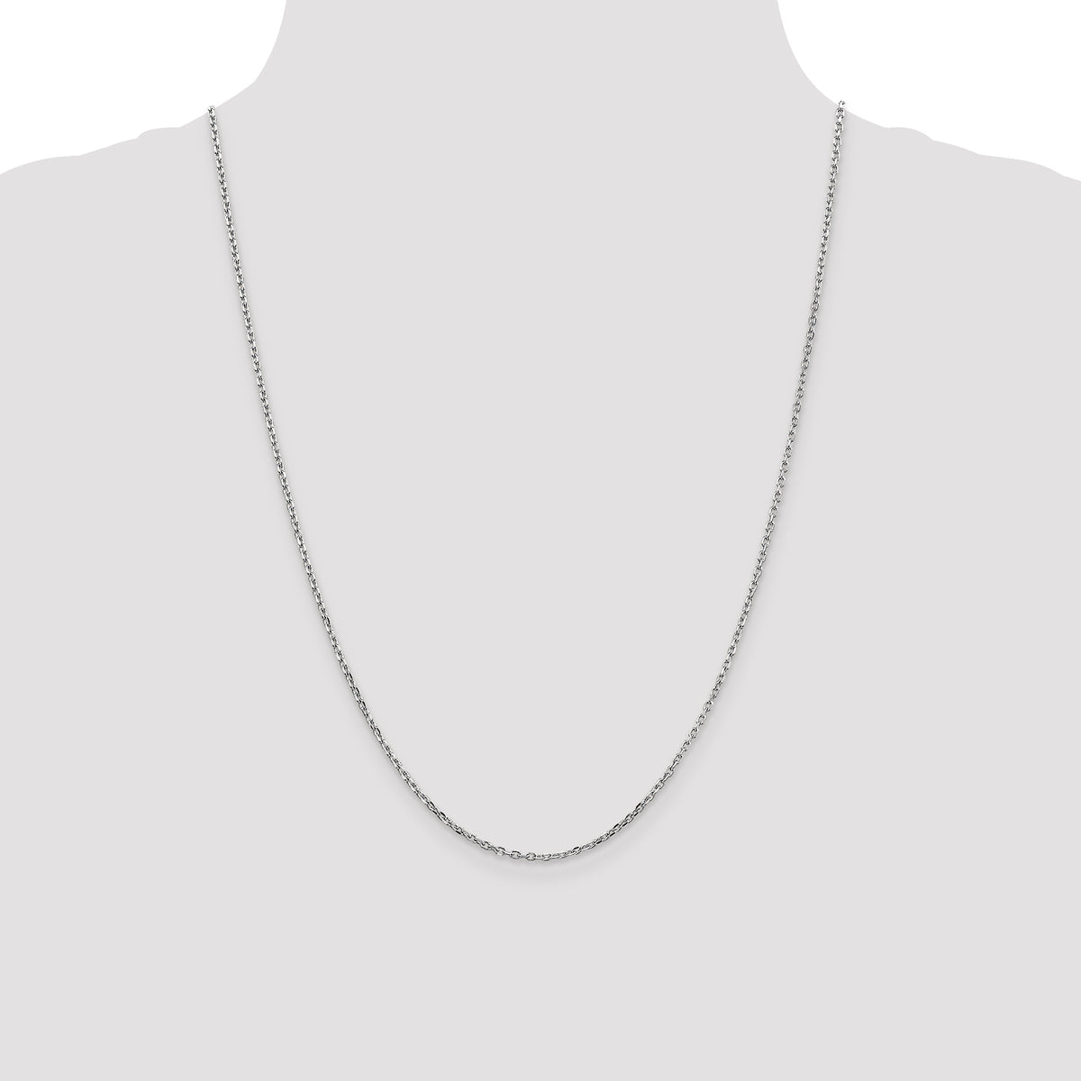 Gold (10K & 14K) Diamond-Cut Round Open Link Cable Chain - 10k White Gold / 24 in / 1.8 mm