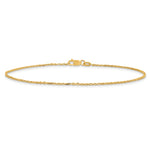 Gold (10K & 14K) Diamond-Cut Round Open Link Cable Chain Anklet - 10k Yellow Gold / 9 in / 1.4 mm