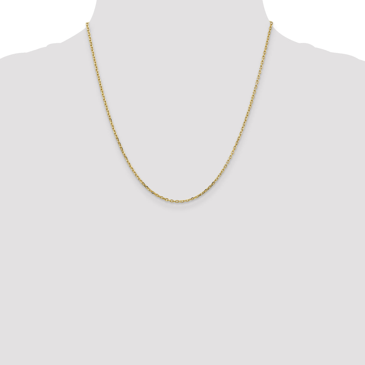 Gold (10K & 14K) Diamond-Cut Round Open Link Cable Chain - 10k Yellow Gold / 20 in / 1.8 mm